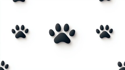 Stylish black paw prints pattern on a white background, perfect for pet lovers and animal-themed designs for various projects and applications