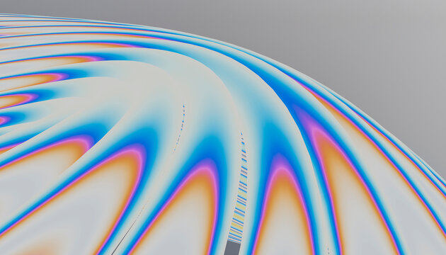 Abstract 3D render with colorful waves and reflections