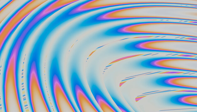 Abstract 3D render with colorful waves and reflections