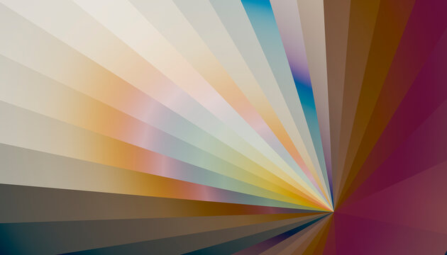 Abstract 3D render with colorful pointed cone and reflections