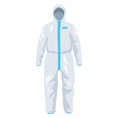 Medical protective suit displayed against a plain white background for safety and hygiene purposes in healthcare settings