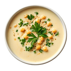 Creamy Chickpea Soup Garnish Parsley Top View,