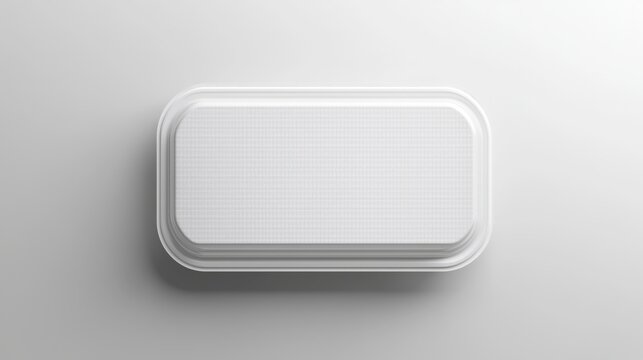 Top View of Clean White Clamshell Food Container on Smooth Surface