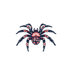 Naklejka premium Ornate Floral Tarantula Design - Dark Blue and Red Spider Illustration