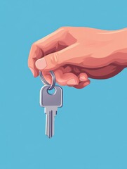 Young single man tenant renter first time home owner holding key to new apartment on hand. Male house buyer customer moving into own flat, buy real estate mortgage investment purchase concept. Closeu