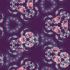 Fototapeta premium Hand drawn flowers, seamless patterns with floral for fabric, textiles, clothing, wrapping paper, cover, banner, interior decor, abstract backgrounds.