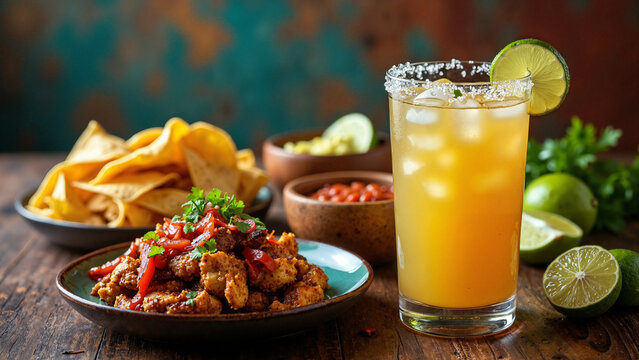 Vibrant Margarita Cocktail Isolated on Transparent Background with Authentic Mexican Cuisine for Restaurant Marketing and Food Blogs
