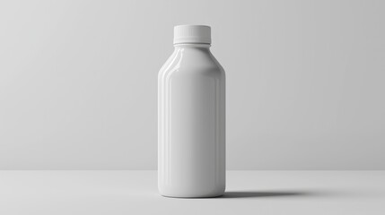 Realistic Blank White Plastic Bottle on Minimalistic Surface