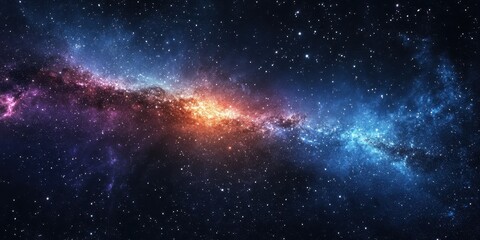 Naklejka premium Captivating cosmic panorama showcasing a dazzling array of stars in the vast night sky, highlighting a stunning galaxy of outer space background