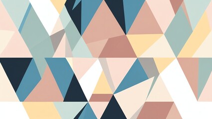 Abstract Geometric Pastel Triangle Mosaic: A Serene Composition of Interlocking Shapes
