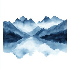 Serene mountain landscape reflecting in calm blue waters, evoking peace and tranquility.