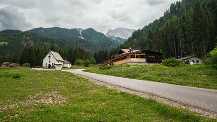 mountain landscape along the trail from Val San Nicol&ograve; to Val Contrin, Val di Fassa Dolomites