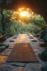 Serene Sunrise Path Zen Garden with China.