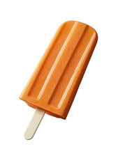 Single orange popsicle on a stick transparent background (1)