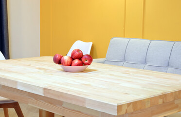 apples in a plate in the kitchen