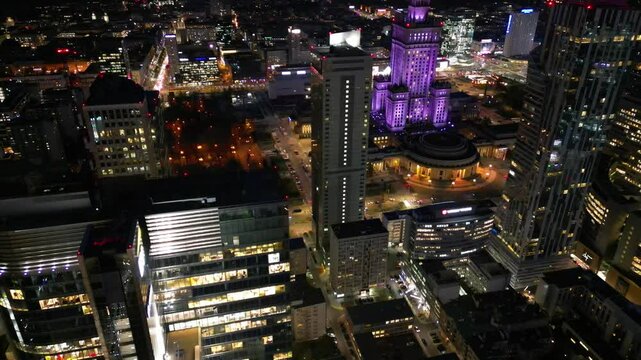 Warszawa stolica Polski z drona, centrum drapacze chmur