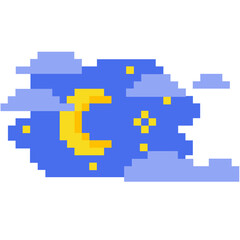 Night vector pixel game scene