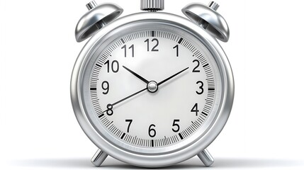 Silver alarm clock showing the time.