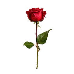Elegant Red Rose isolated on white or transparent background, png clipart, design element