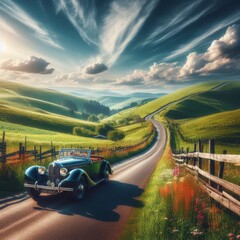 A Peaceful Journey Down An Open Road In The Heart Of The Countryside