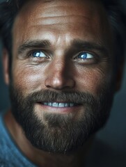 Obraz premium Smiling man with a beard and blue eyes
