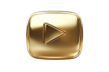 A Gleaming Golden Play Button Symbolizes The Thrill Of Launching A Successful Video, Its Rich Metallic Sheen Reflecting The Potential For Viral Fame And Widespread Engagement Isolated on Transparent B