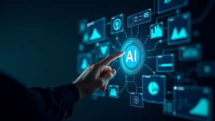 Hand Touching Artificial Intelligence Digital Interface