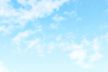Blue pastel sky with white fluffy cloud. Cumulus clouds background. Cloudscape morning sky. The concepts of freedom of life, never give up and positive though energy.