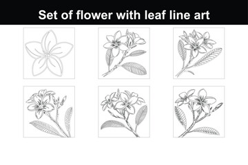 Black Bold Outline Drawing of a Tropical Plumeria Flower in Continuous Line Art Style on a White Background