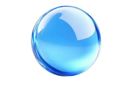 A Serene, Luminous Blue Orb, Radiating Tranquil Energy And Inner Peace, With A Smooth Glassy Surface Reflecting Light Isolated on Transparent Background