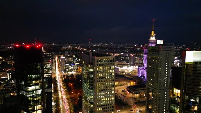 Warszawa stolica Polski z drona, centrum drapacze chmur