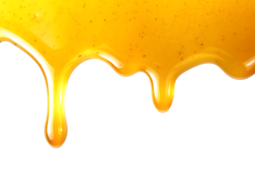 liquid honey dripping from above   isolated on white background PNG , AI GENERATED