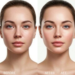 Concept skincare. Skin of beauty young woman before and after the procedure,Concept skincare