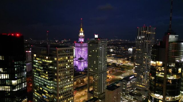Warszawa stolica Polski z drona, centrum drapacze chmur