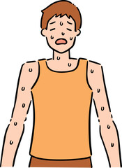 Fototapeta premium Illustration of man in hot weather 