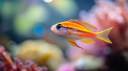 Obraz premium Vibrant Underwater Scene with Colorful Fish Swimming Amongst Lush Coral Reef in Crystal Clear Ocean
