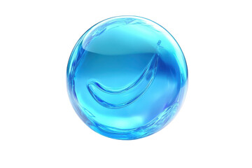 A Vibrant Blue Orb Encapsulating A Playful Banana Silhouette, A Refreshing Summer Symbol Of Joy And Tropical Bliss With A Glossy, Translucent Texture Isolated on Transparent Background