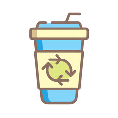 Reusable cup with eco-friendly design against white background  