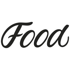 Food text in modern script calligraphy style isolated on white background
