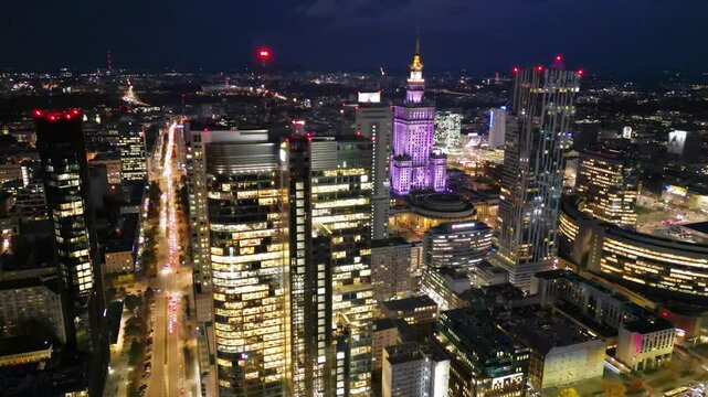 Warszawa stolica Polski z drona, centrum drapacze chmur