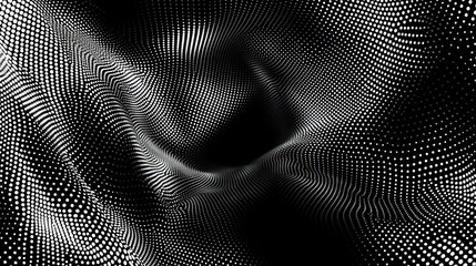 Abstract Black and White Dotted Wave Pattern Design