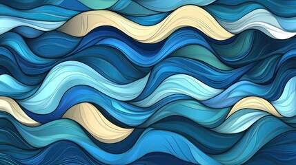 Fototapeta premium Abstract Ocean Waves: A Serene Digital Art
