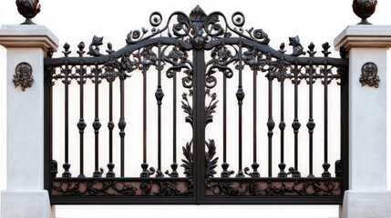 Ornate wrought iron gates, classic design, outdoor entrance