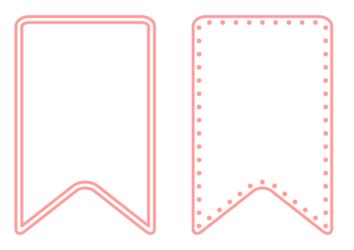 ピンクのリボン風の見出しフレームセット