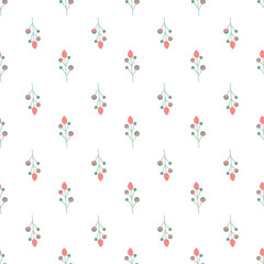 Seamless floral pattern. Colorful background in trendy minimalist style with herbal elements and gentle flowers.