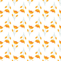 Seamless floral pattern. Colorful background in trendy minimalist style with herbal elements and gentle flowers.