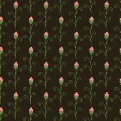 Seamless floral pattern. Colorful background in trendy minimalist style with herbal elements and gentle flowers.