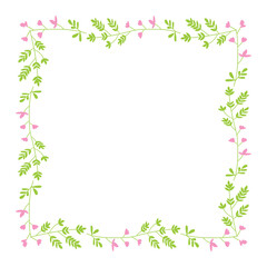 Gentle floral frame on a white background. Vector floral design element.