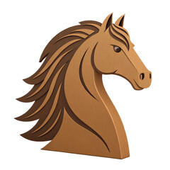 Fototapeta premium flat 3D minimalistic horse icon in solid brown, featuring stylized design with flowing mane and detailed facial features, conveying elegance and simplicity