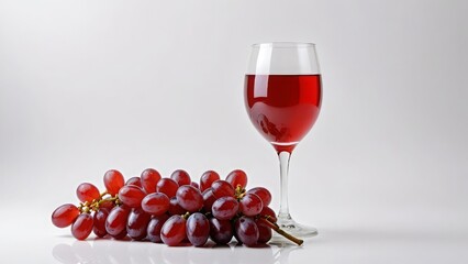 Glass of red wine with fresh grapes, suitable for elegant dining and social gatherings